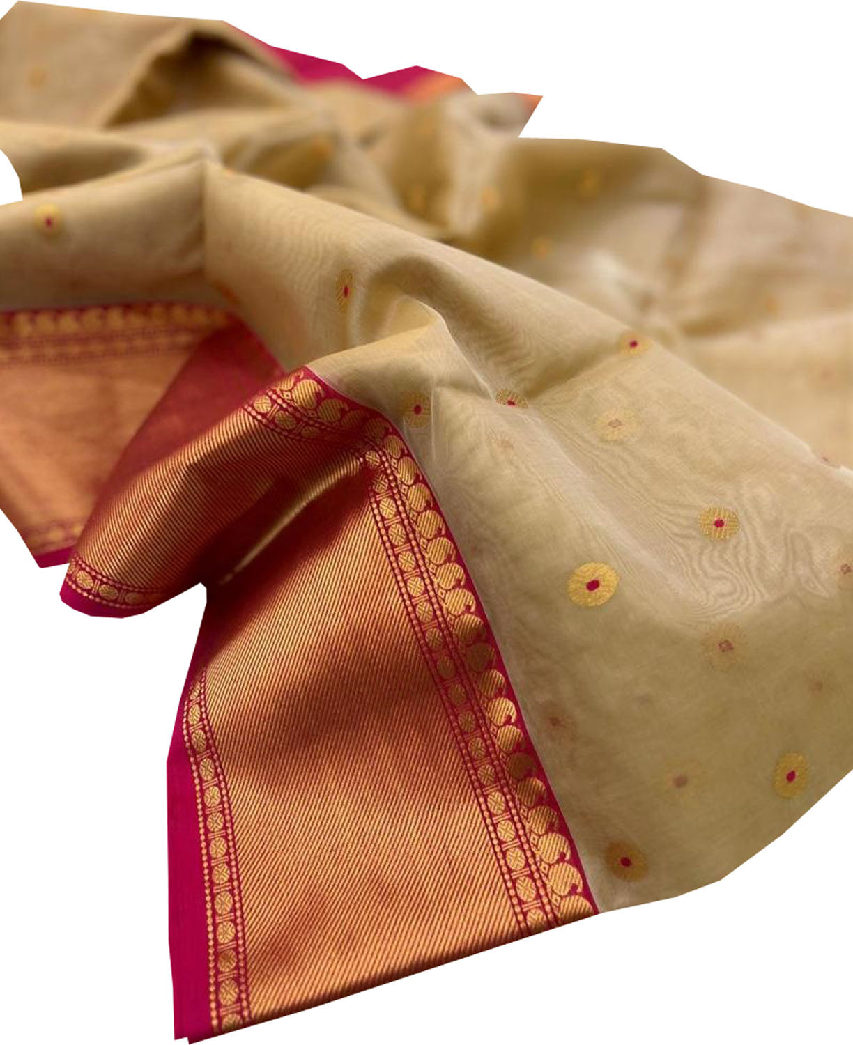 Elegant Pastel Chanderi Handloom Silk Saree: Pure Luxury - Luxurion World