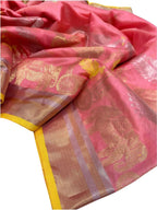 Elegant Pink Chanderi Handloom Pure Silk Saree: A Timeless Beauty - Luxurion World