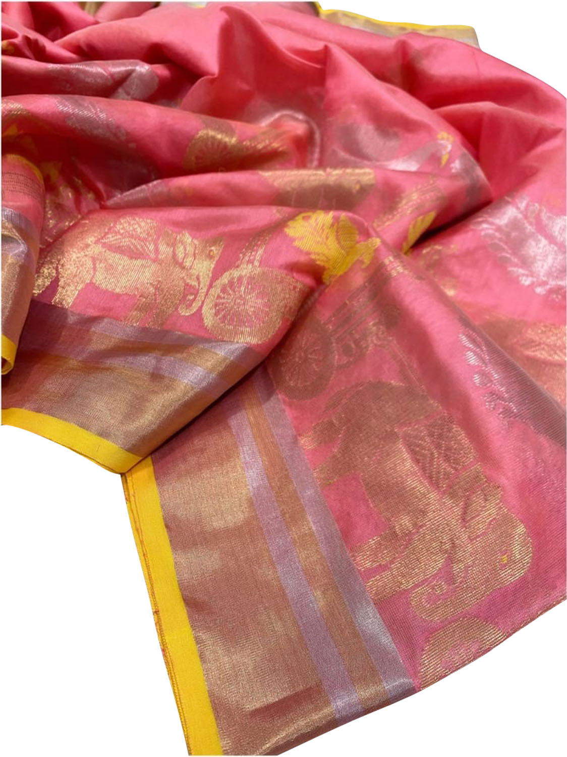 Elegant Pink Chanderi Handloom Pure Silk Saree: A Timeless Beauty - Luxurion World