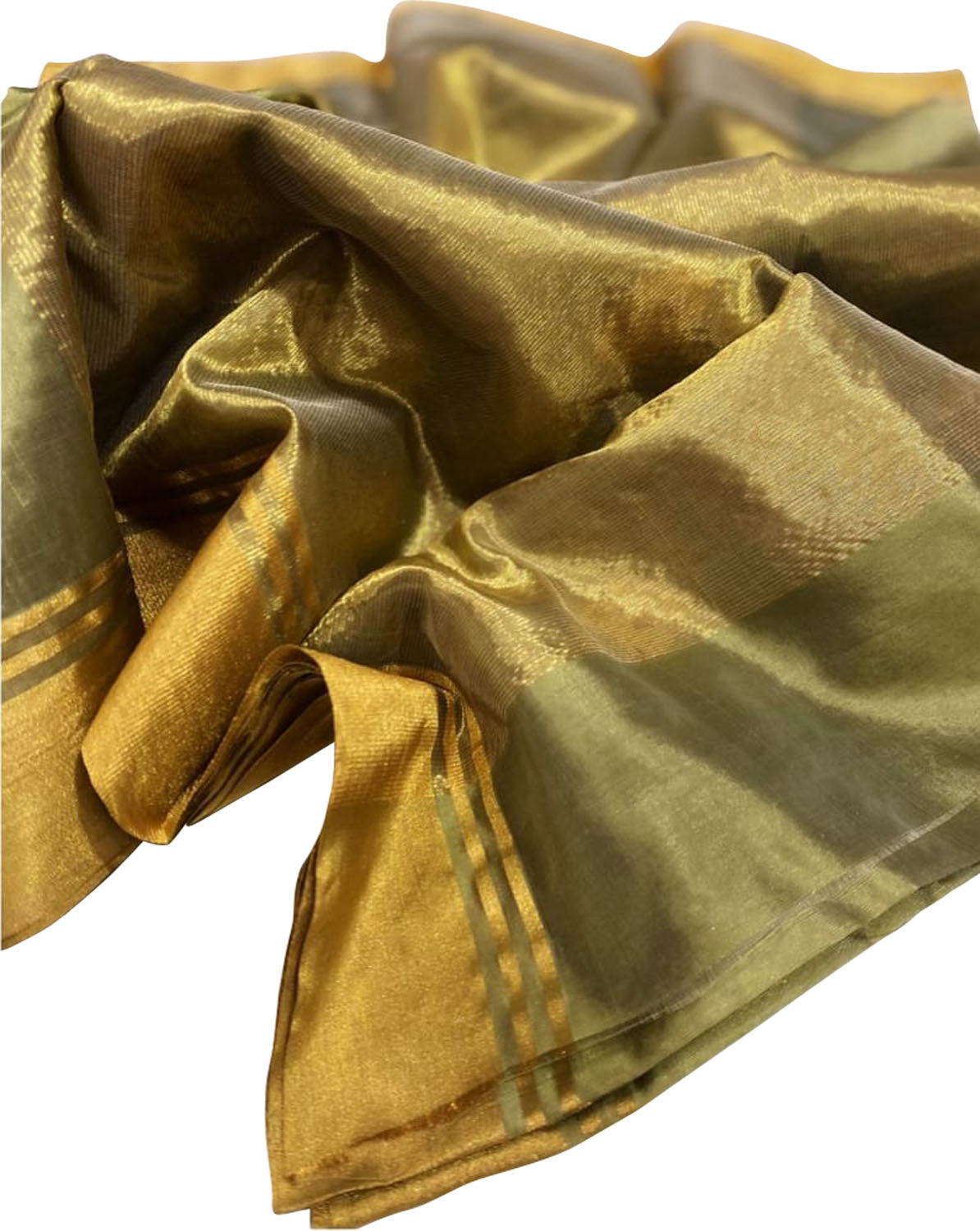 Timeless Classic: Elegant Greyish Green Chanderi Handloom Silk Saree - Luxurion World