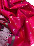 Elegant Pink Chanderi Handloom Pure Katan Organza Silk Saree - Luxurion World