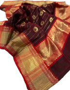 Elegant Maroon Chanderi Silk Saree - Luxurion World