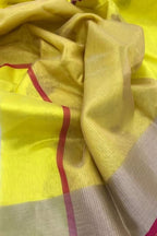 Yellow Chanderi Handloom Pure Katan Silk Saree - Luxurion World