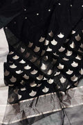 Exquisite Black Chanderi Silk Cotton Saree - Luxurion World