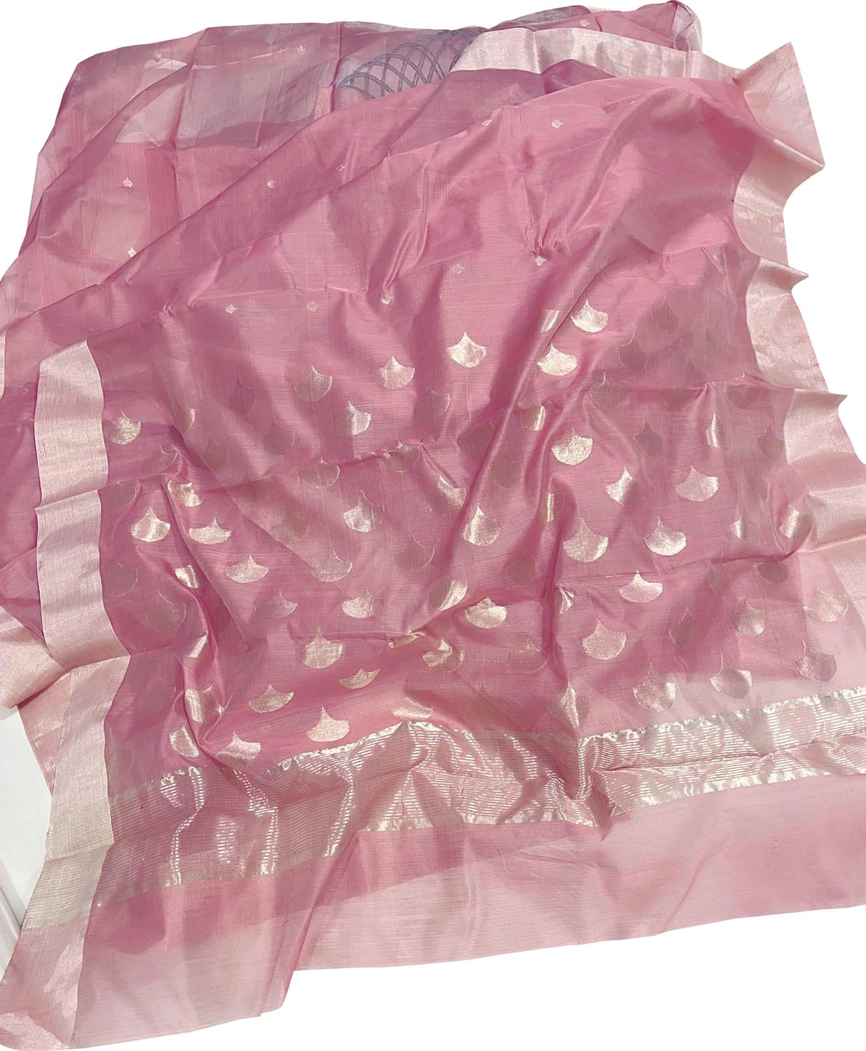 Exquisite Pink Chanderi Silk Cotton Saree - Luxurion World