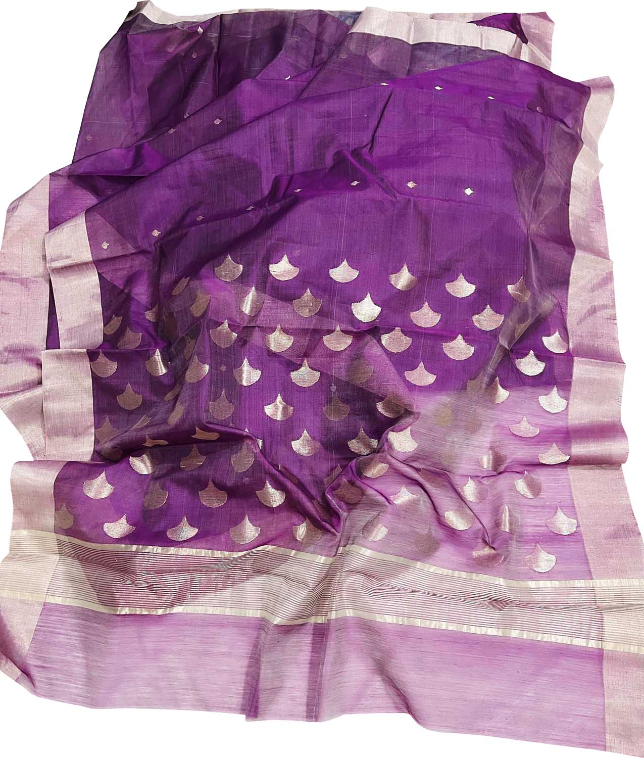 Elegant Purple Silk Cotton Saree - Handloom Chanderi - Luxurion World