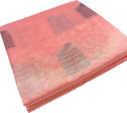 Vibrant Orange Chanderi Silk Saree - Handloom Beauty - Luxurion World