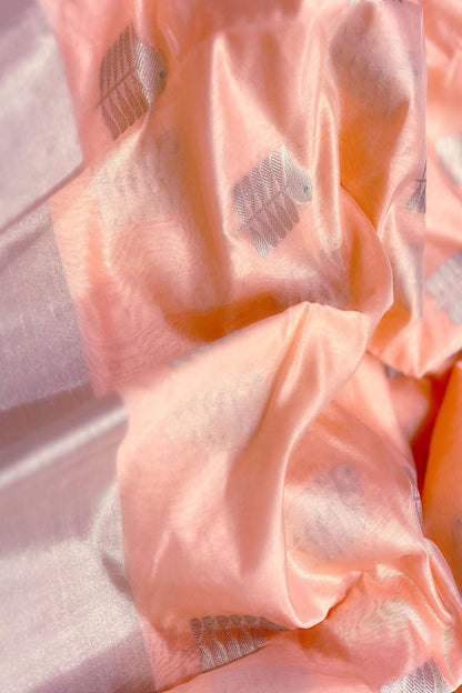 Vibrant Orange Chanderi Silk Saree - Handloom Beauty - Luxurion World