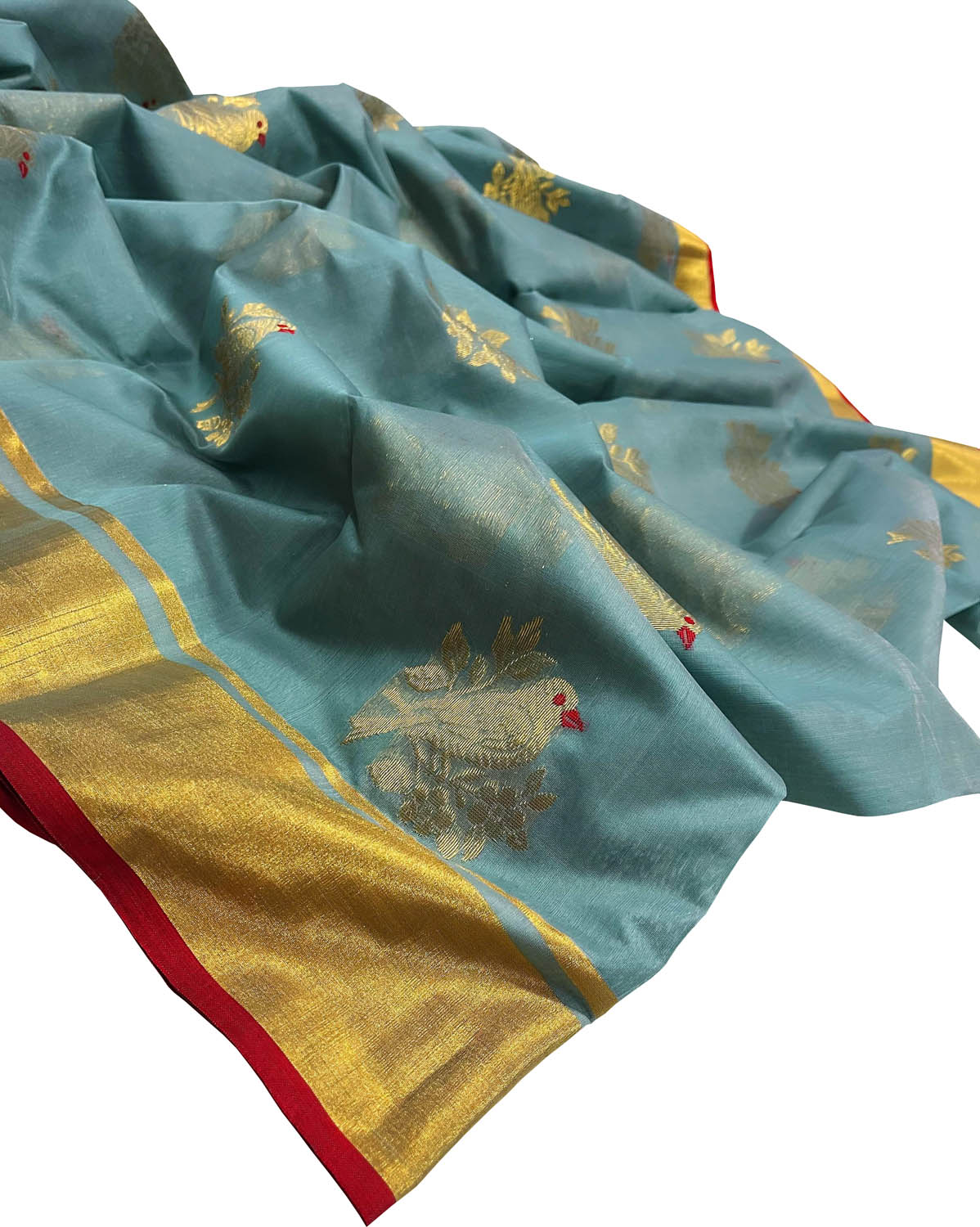Blue Chanderi Handloom Silk Cotton Saree - Luxurion World