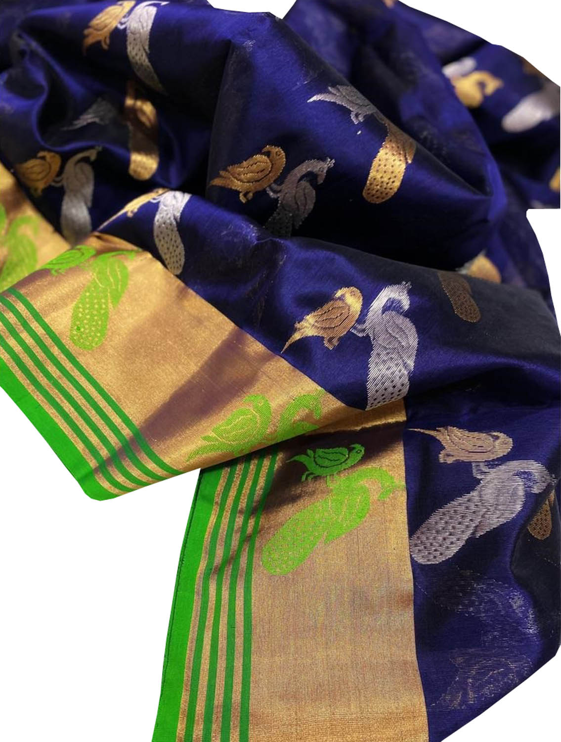Blue Chanderi Handloom Silk Saree - Elegant and Pure - Luxurion World