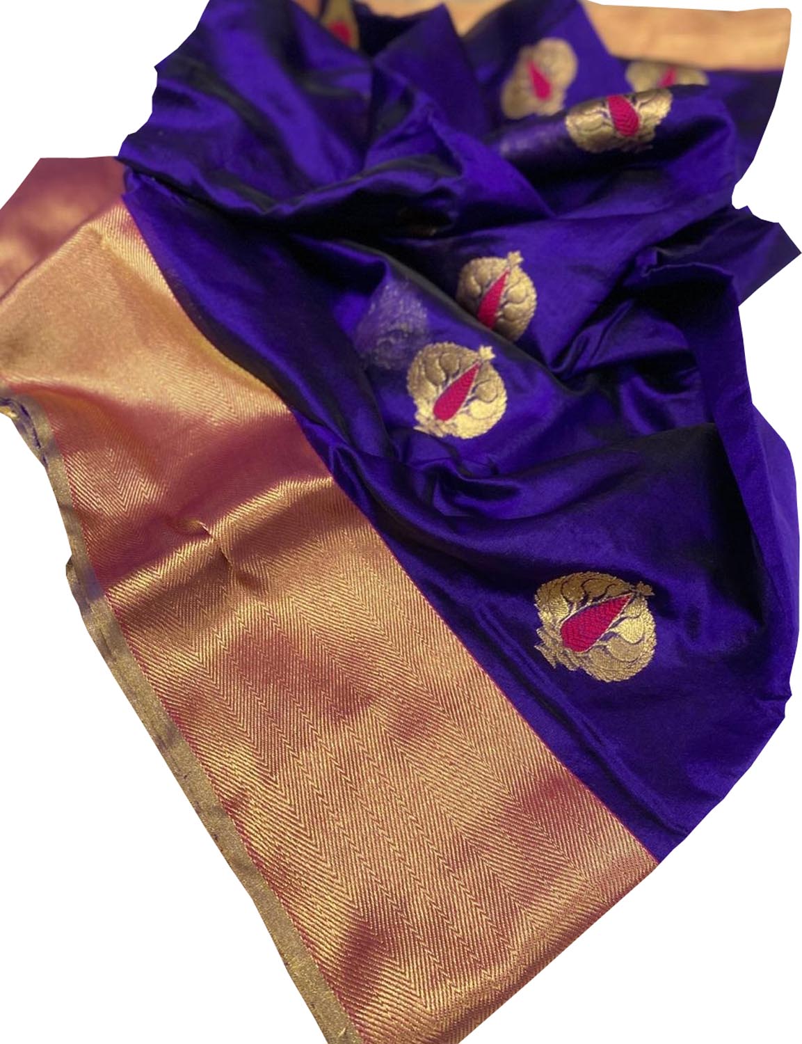 Royal Blue Chanderi Silk Saree - Handloom Elegance - Luxurion World