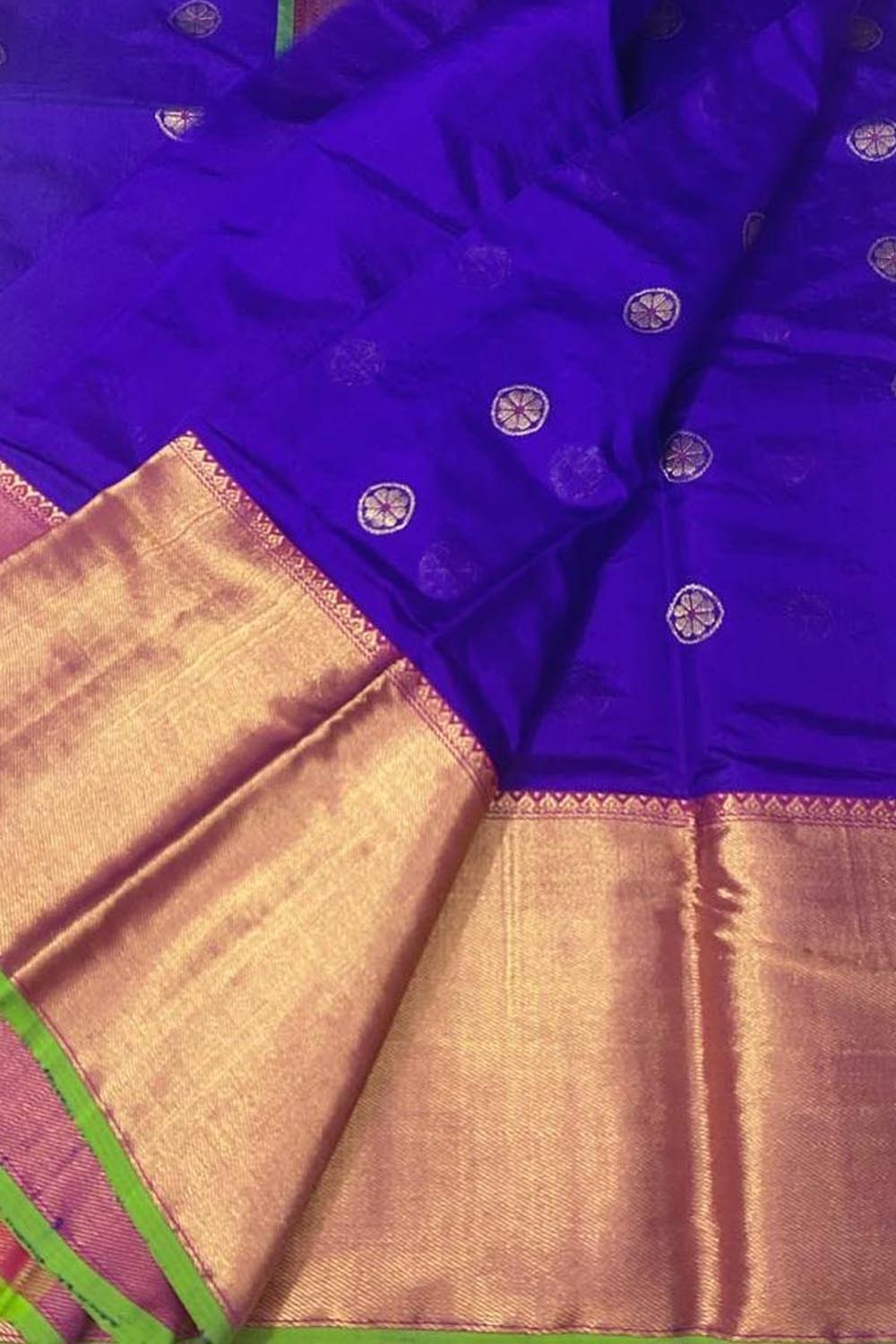 Blue Chanderi Handloom Silk Saree - Elegant and Pure - Luxurion World