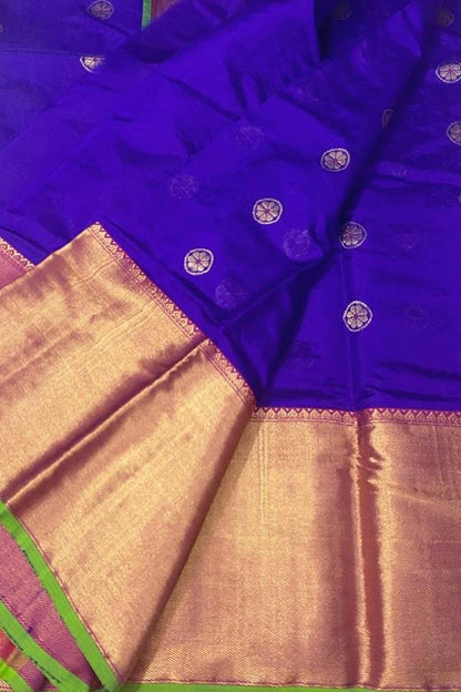 Blue Chanderi Handloom Silk Saree - Elegant and Pure - Luxurion World
