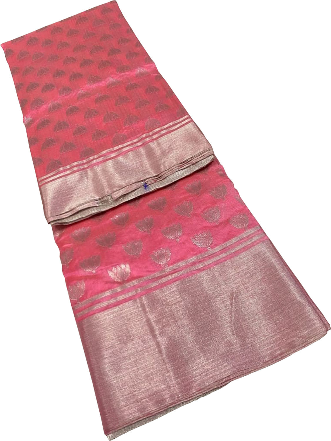 Beautiful Pink Chanderi Silk Saree - Handloom Perfection - Luxurion World