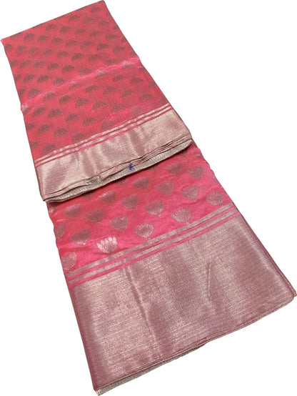 Beautiful Pink Chanderi Silk Saree - Handloom Perfection - Luxurion World