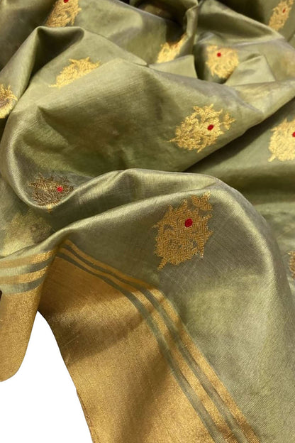 Pastel Chanderi Handloom Silk Saree - Exquisite Elegance - Luxurion World