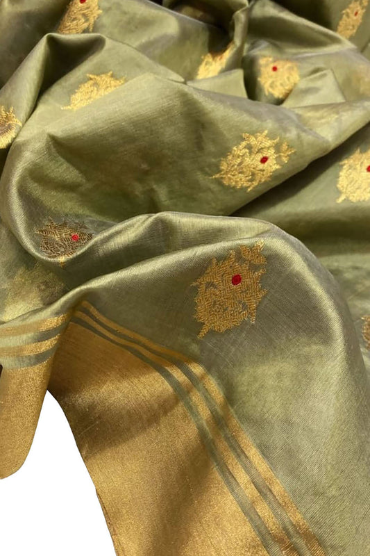 Pastel Chanderi Handloom Silk Saree - Exquisite Elegance - Luxurion World