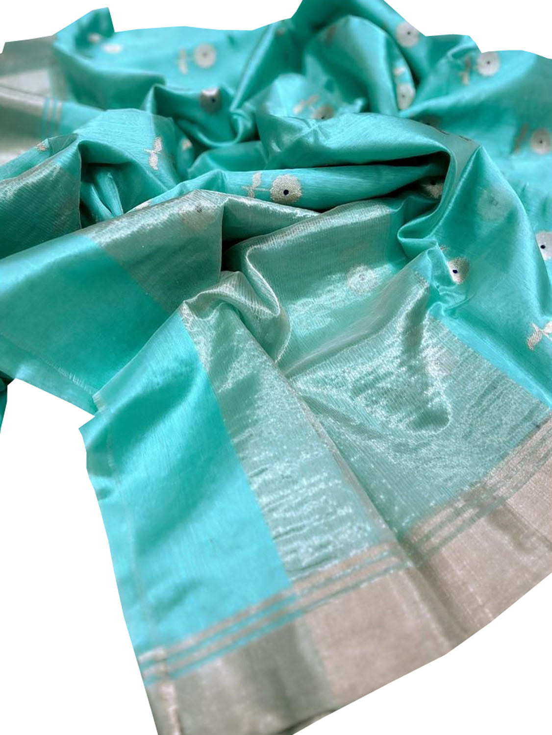 Blue Chanderi Handloom Silk Saree - Pure Elegance - Luxurion World