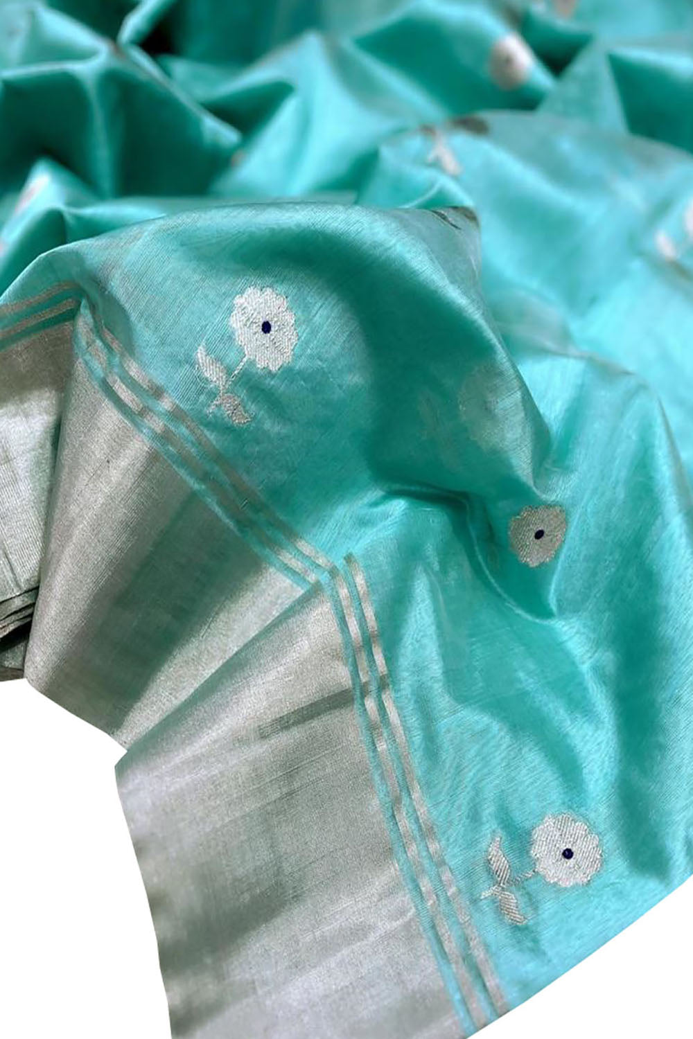 Blue Chanderi Handloom Silk Saree - Pure Elegance - Luxurion World