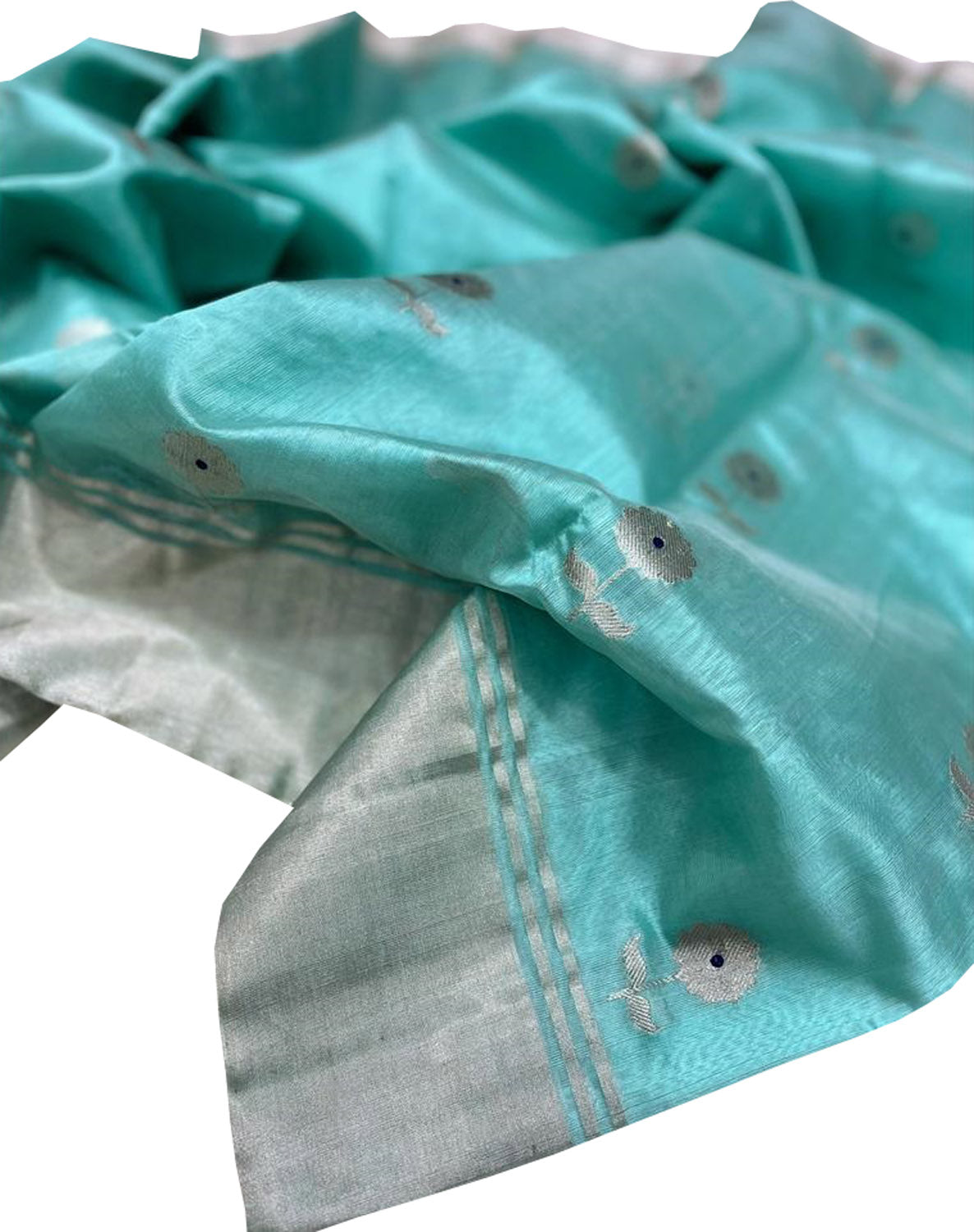 Blue Chanderi Handloom Silk Saree - Pure Elegance - Luxurion World