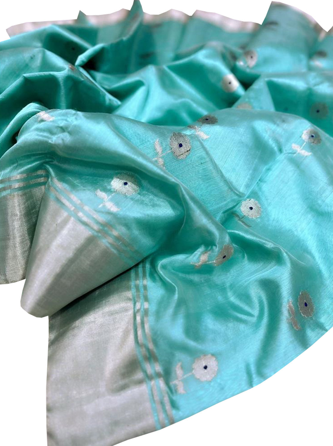 Blue Chanderi Handloom Silk Saree - Pure Elegance - Luxurion World