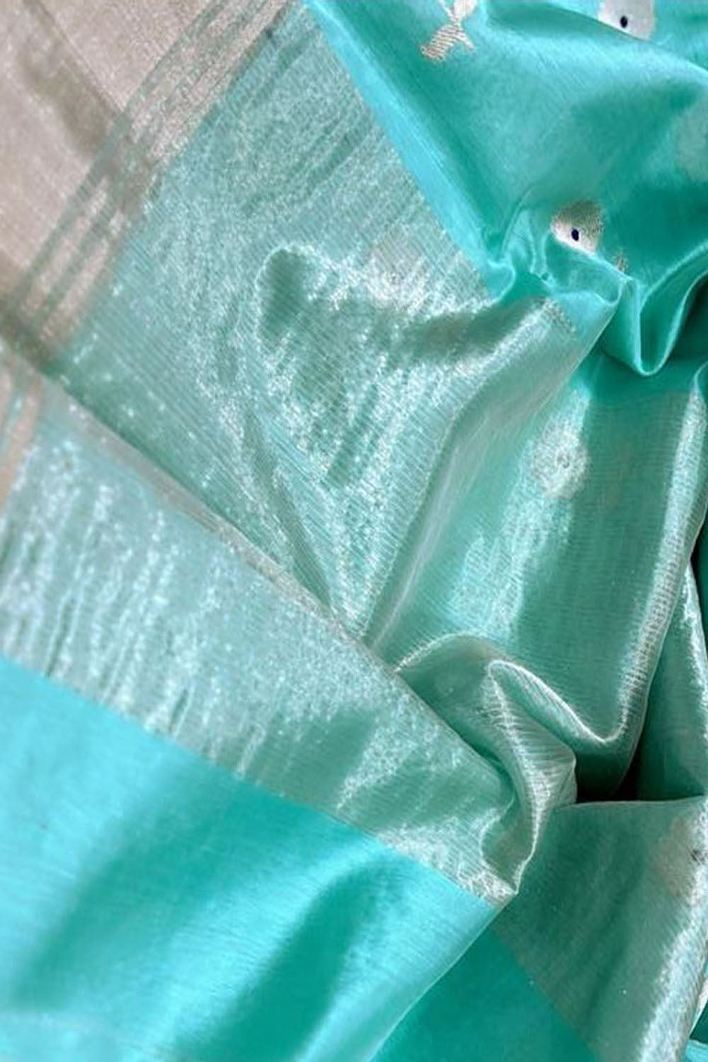 Blue Chanderi Handloom Silk Saree - Pure Elegance - Luxurion World