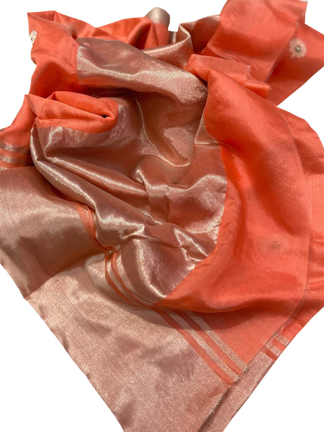 Exquisite Orange Chanderi Silk Saree - Handloom Beauty - Luxurion World