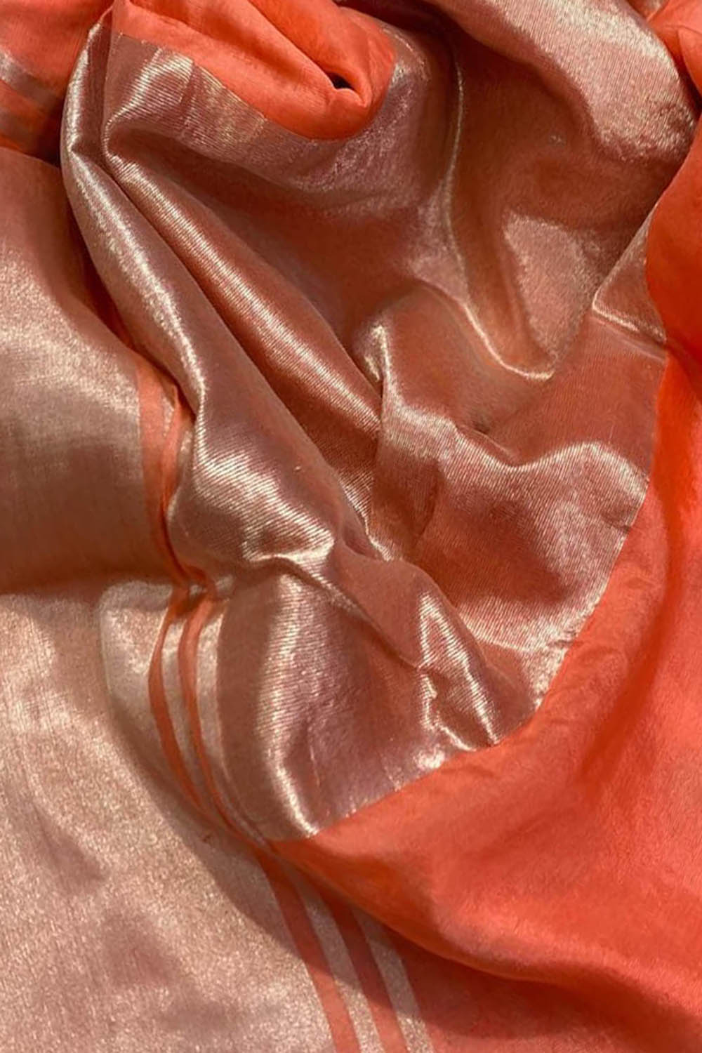 Exquisite Orange Chanderi Silk Saree - Handloom Beauty - Luxurion World