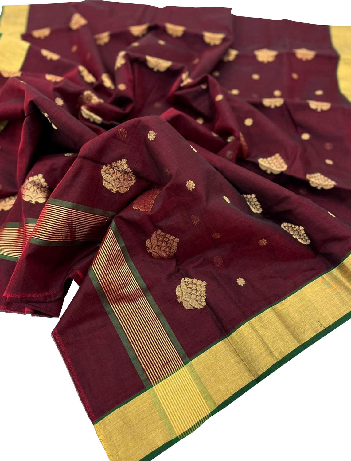 Elegant Maroon Chanderi Silk Cotton Saree - Luxurion World