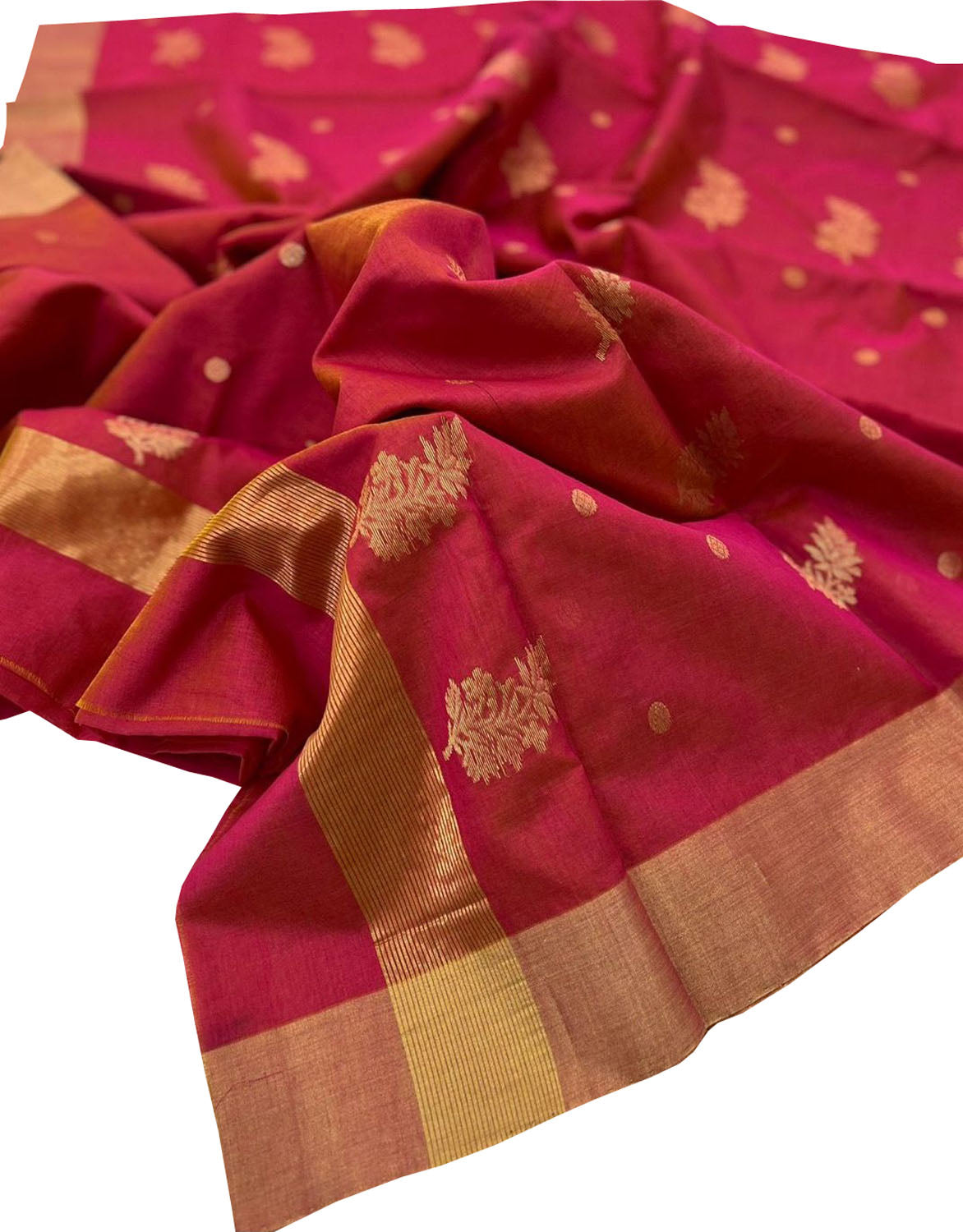 Elegant Pink Chanderi Silk Cotton Saree - Luxurion World
