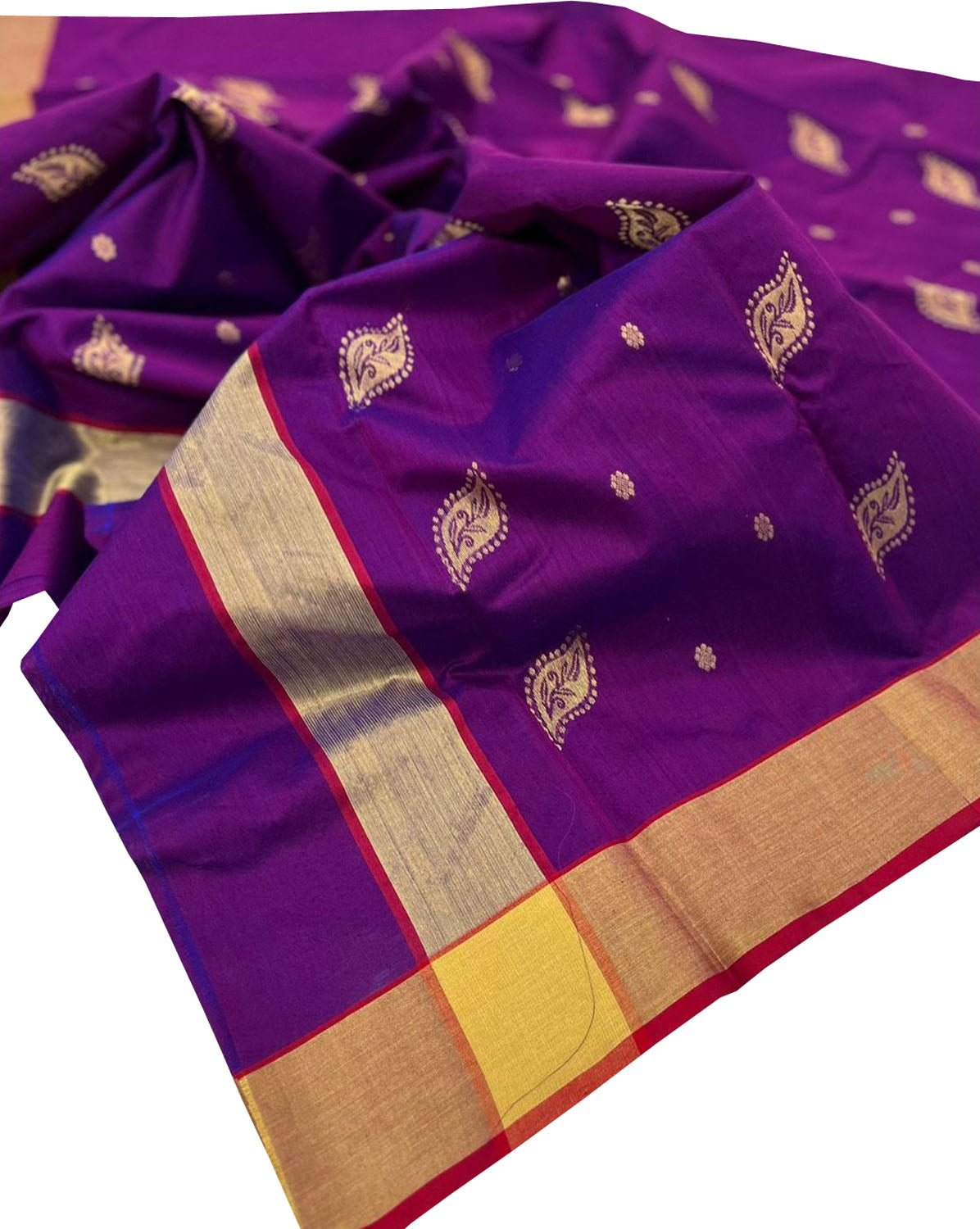 Elegant Purple Silk Cotton Saree - Handloom Chanderi - Luxurion World