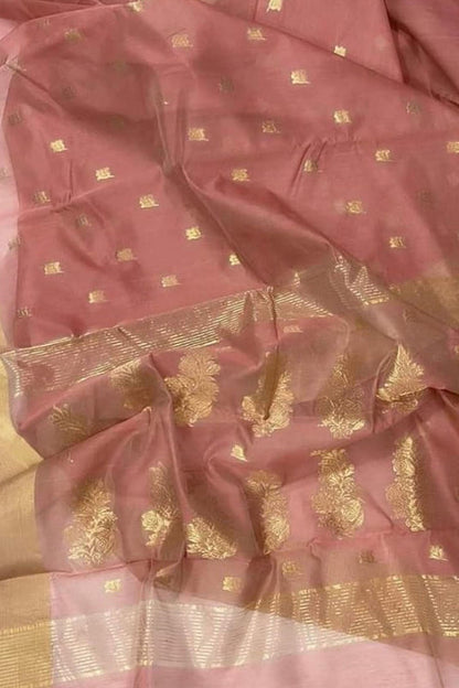 Beautiful Pink Chanderi Silk Cotton Saree - Luxurion World