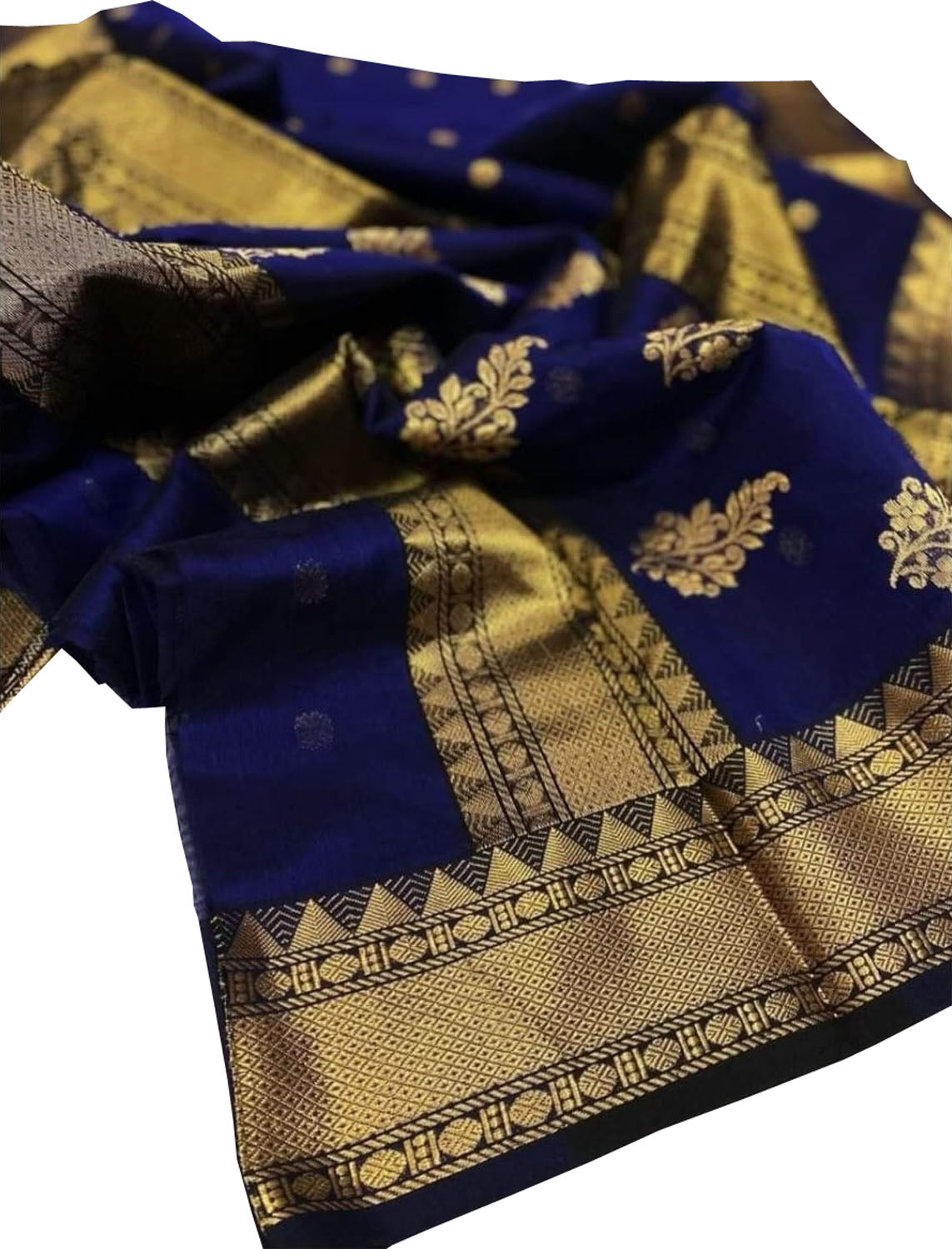 Blue Chanderi Handloom Silk Cotton Saree - Elegant and Timeless - Luxurion World