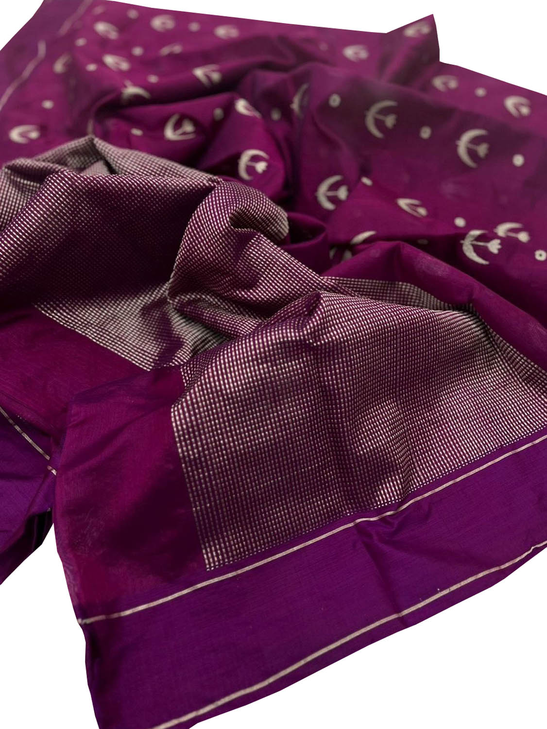Elegant Purple Silk Saree: Handloom Chanderi Beauty - Luxurion World