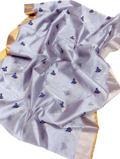 Elegant Purple Silk Saree: Chanderi Handloom Beauty - Luxurion World