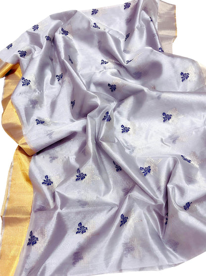 Elegant Purple Silk Saree: Chanderi Handloom Beauty - Luxurion World