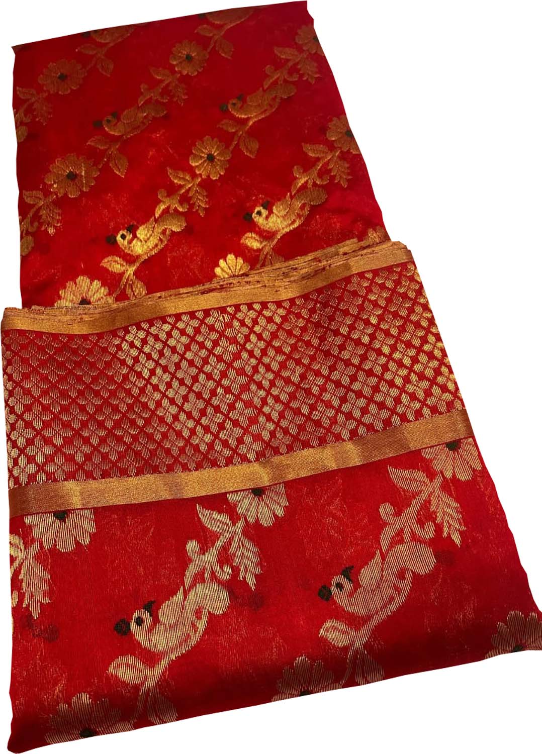 Stunning Red Chanderi Silk Saree Handloomed - Luxurion World