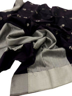 Dark Blue Chanderi Handloom Silk Saree - Pure Elegance - Luxurion World