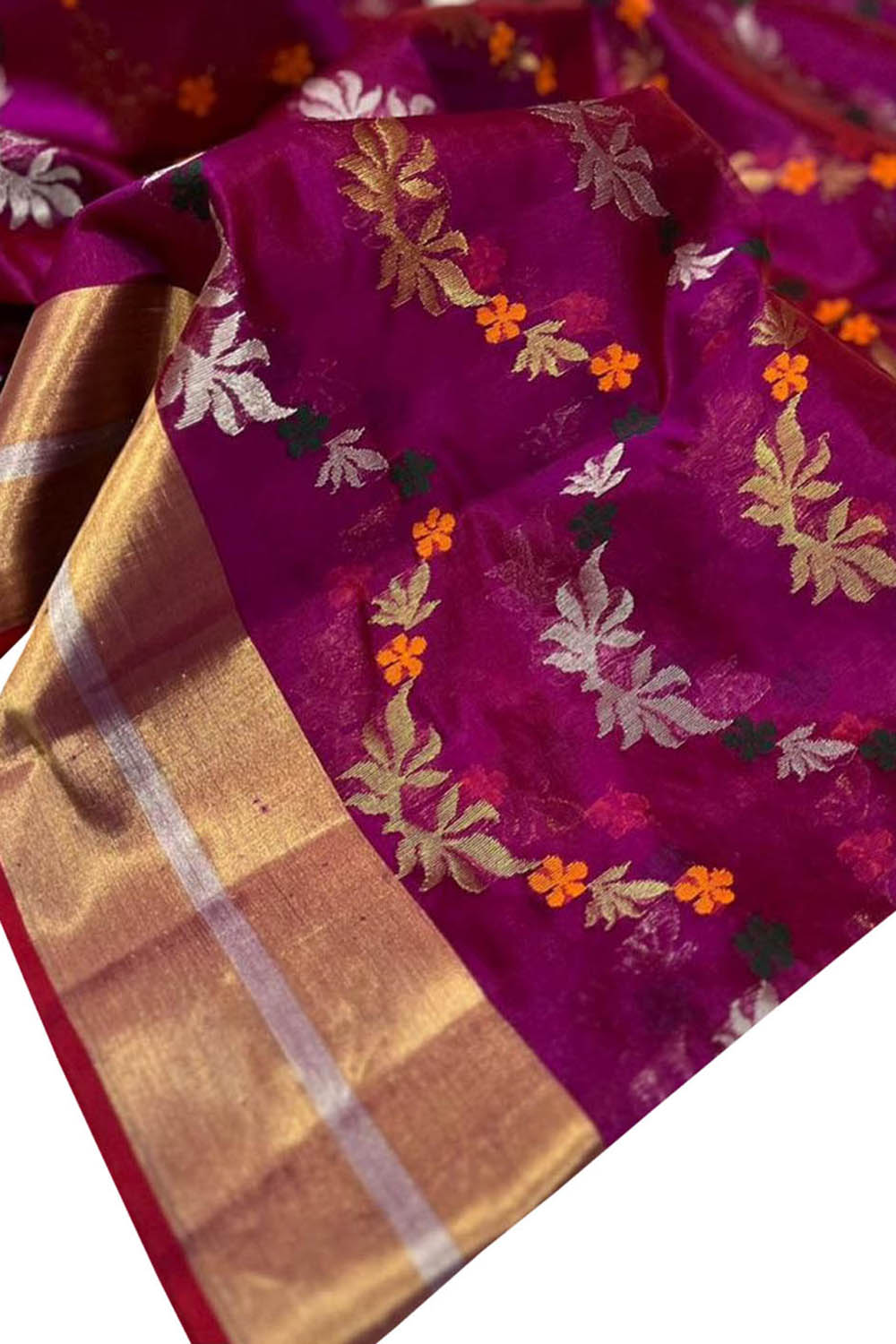 Exquisite Purple Chanderi Silk Saree - Luxurion World
