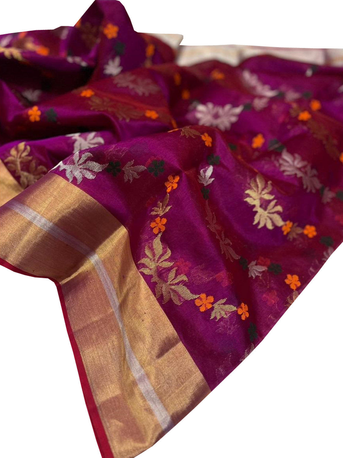 Exquisite Purple Chanderi Silk Saree - Luxurion World