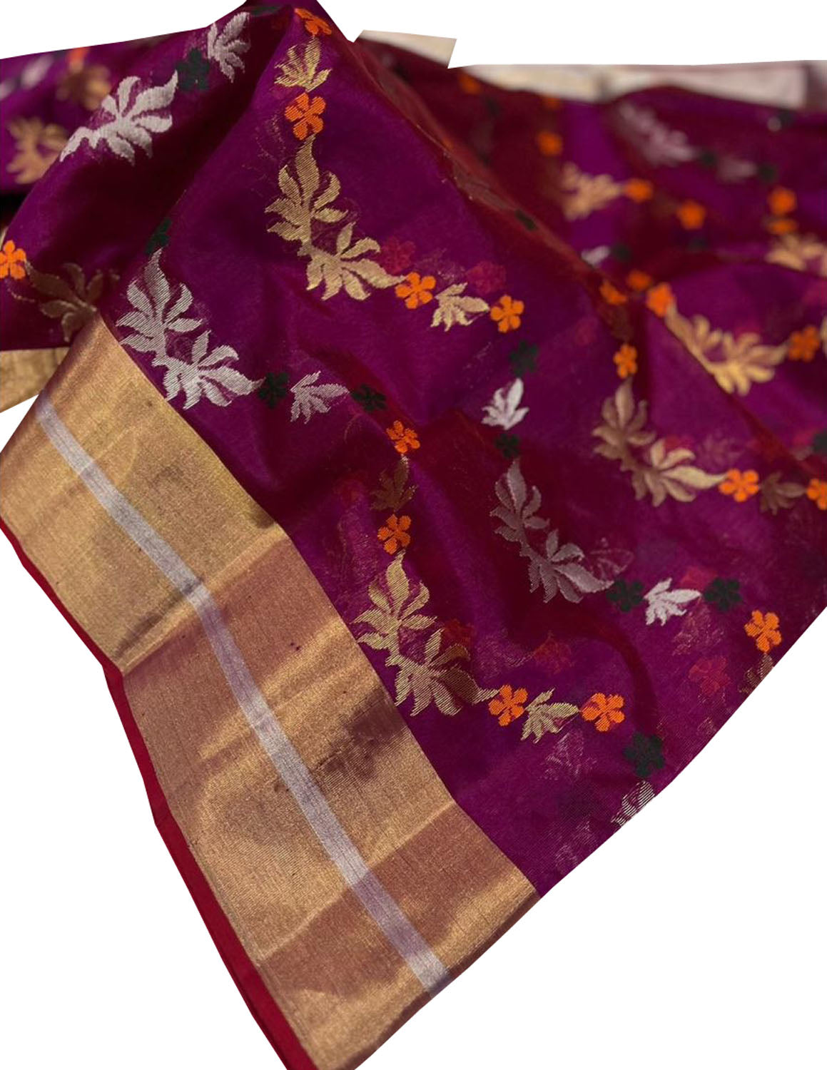 Exquisite Purple Chanderi Silk Saree - Luxurion World