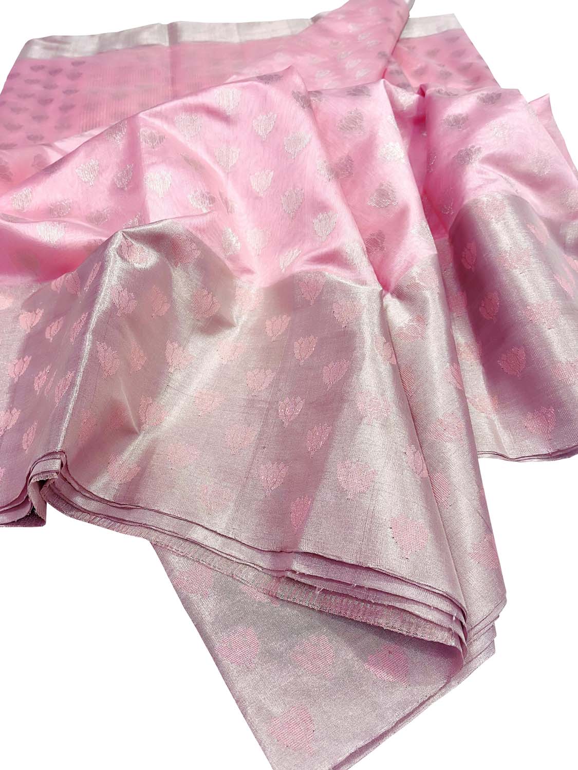Beautiful Pink Chanderi Silk Saree - Handloom Pure - Luxurion World