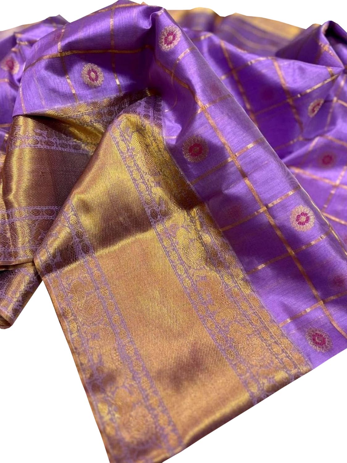 Elegant Purple Silk Saree: Chanderi Handloom Beauty - Luxurion World