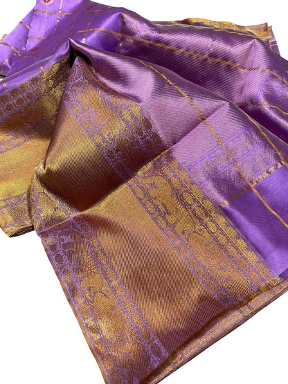 Elegant Purple Silk Saree: Chanderi Handloom Beauty - Luxurion World