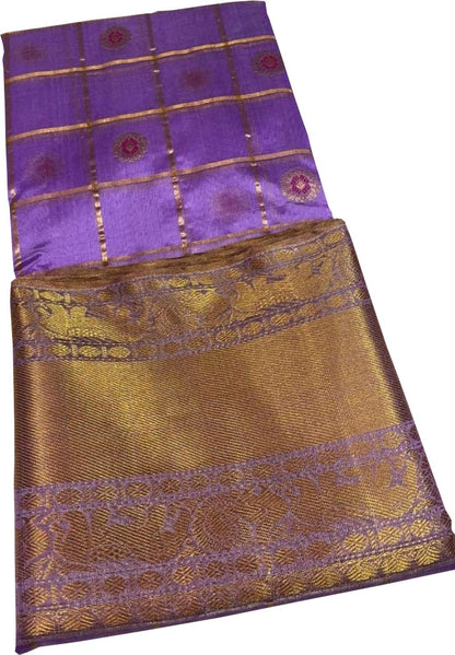 Elegant Purple Silk Saree: Chanderi Handloom Beauty - Luxurion World
