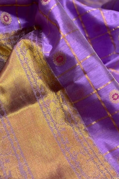 Elegant Purple Silk Saree: Chanderi Handloom Beauty - Luxurion World