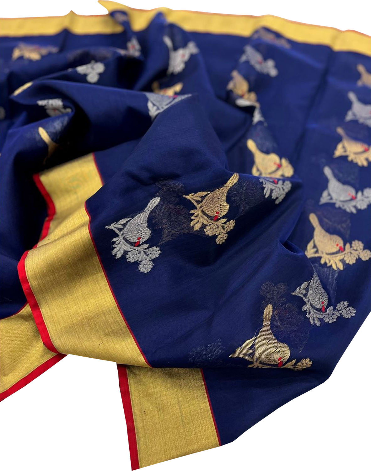 Blue Chanderi Handloom Pure Silk Saree - Elegant and Timeless - Luxurion World