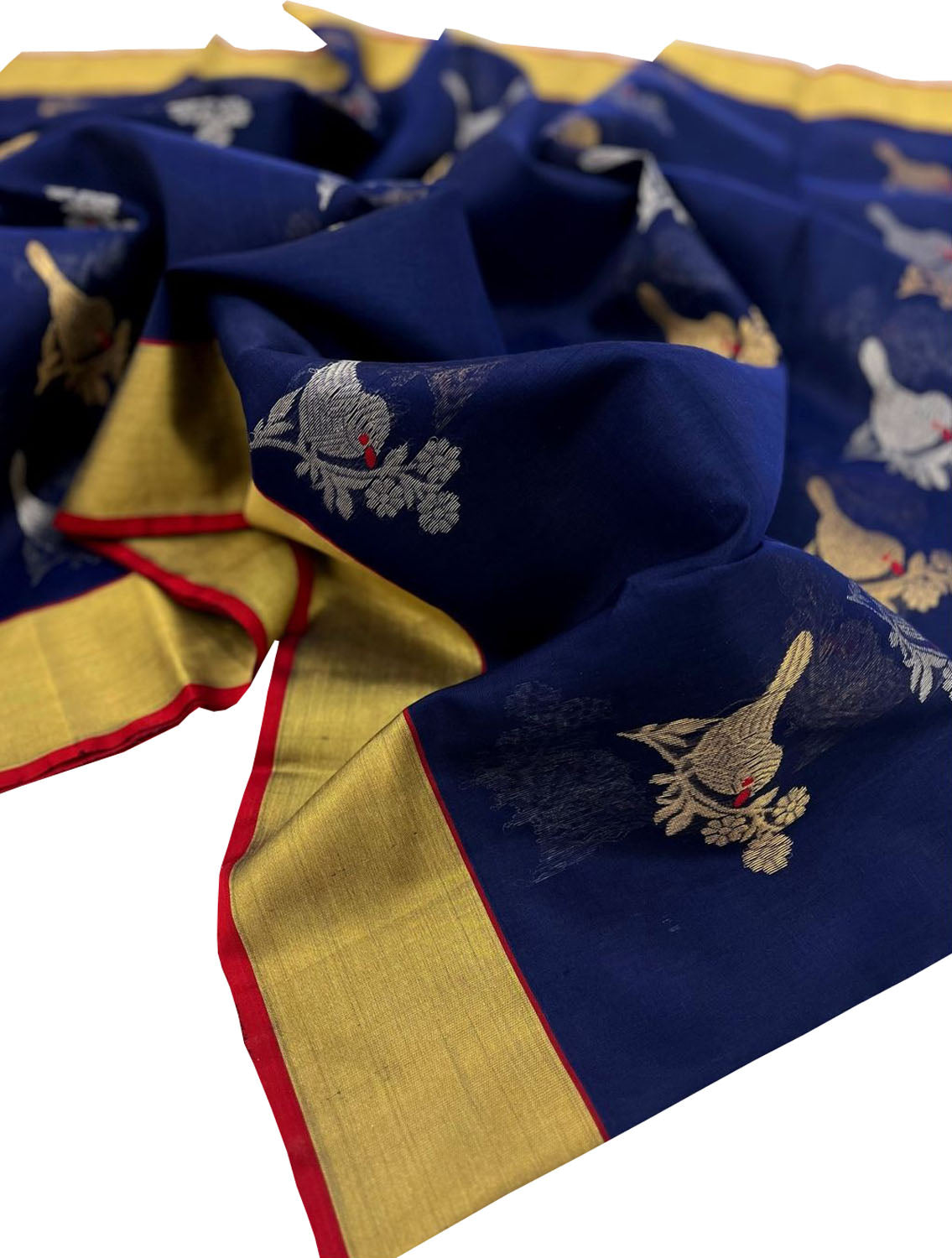 Blue Chanderi Handloom Pure Silk Saree - Elegant and Timeless - Luxurion World