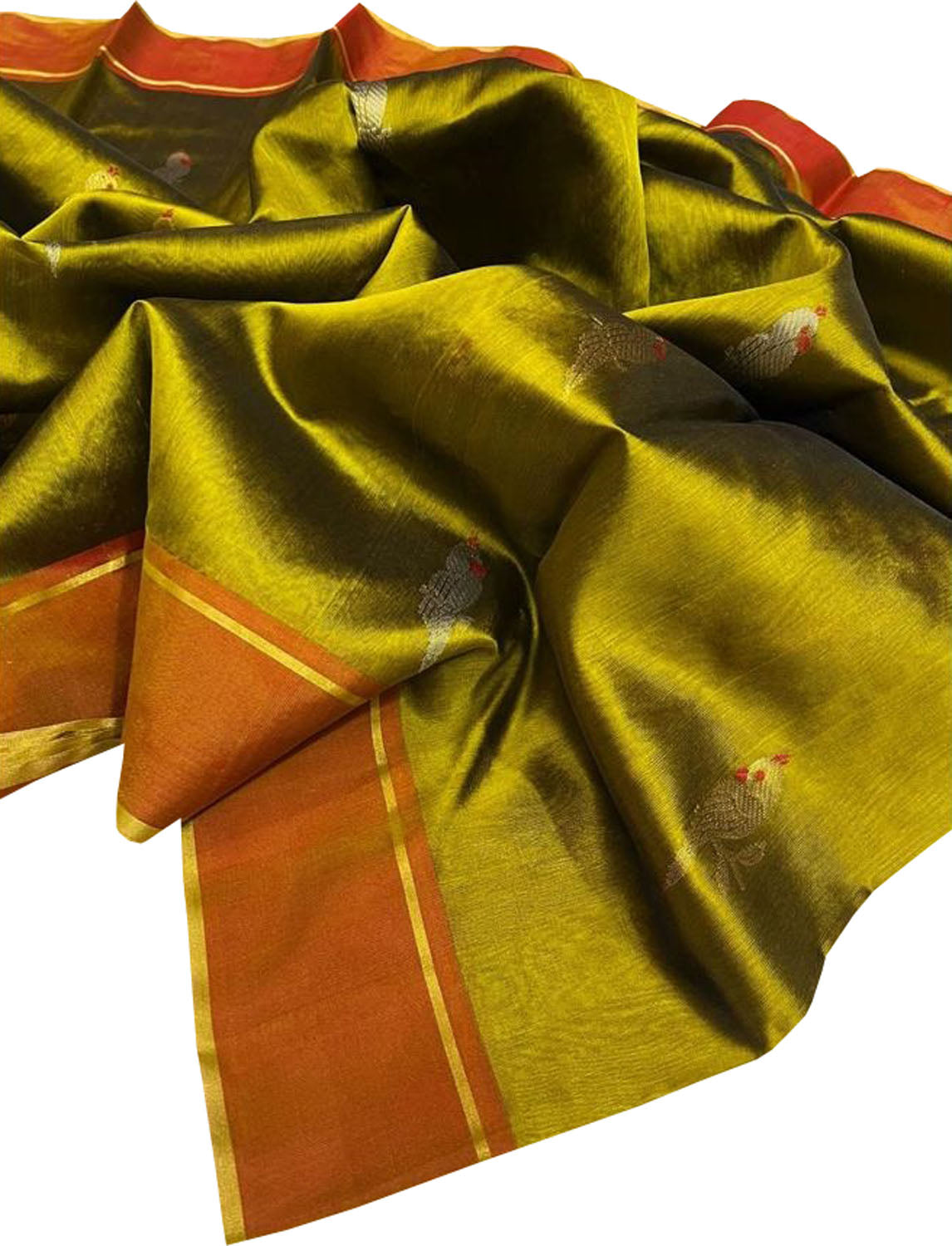 Green Chanderi Pure Silk Saree: Handloom Elegance - Luxurion World