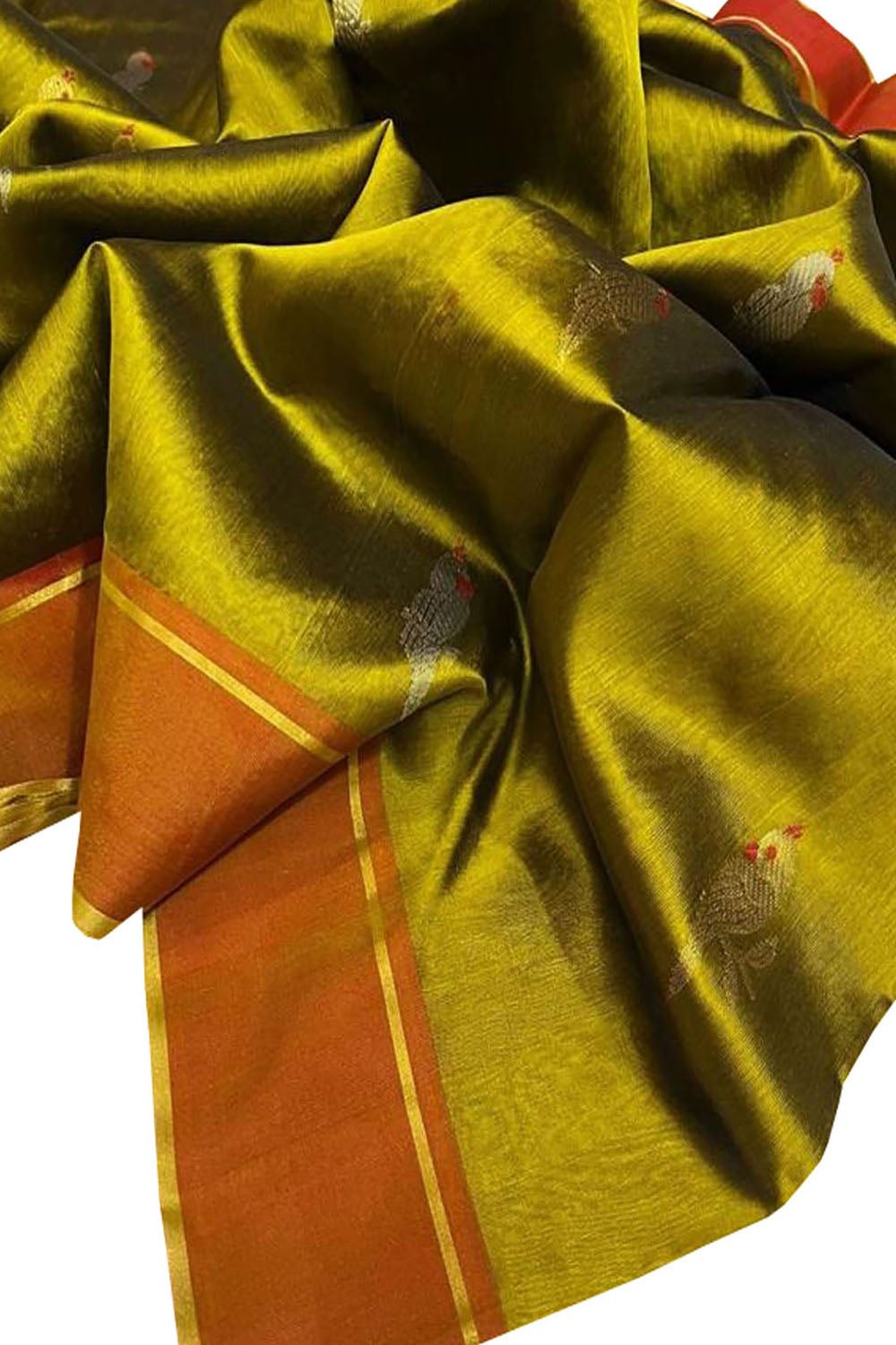 Green Chanderi Pure Silk Saree: Handloom Elegance - Luxurion World